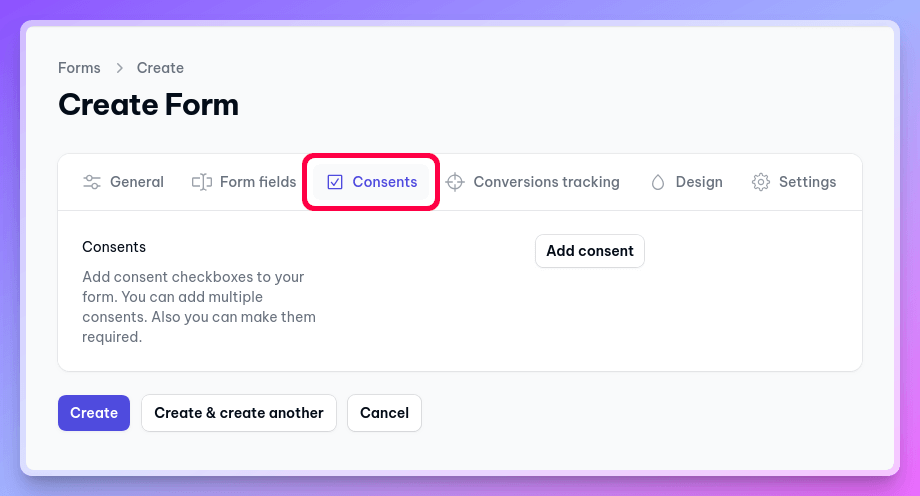 Edit form consents